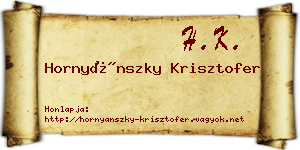 Hornyánszky Krisztofer névjegykártya